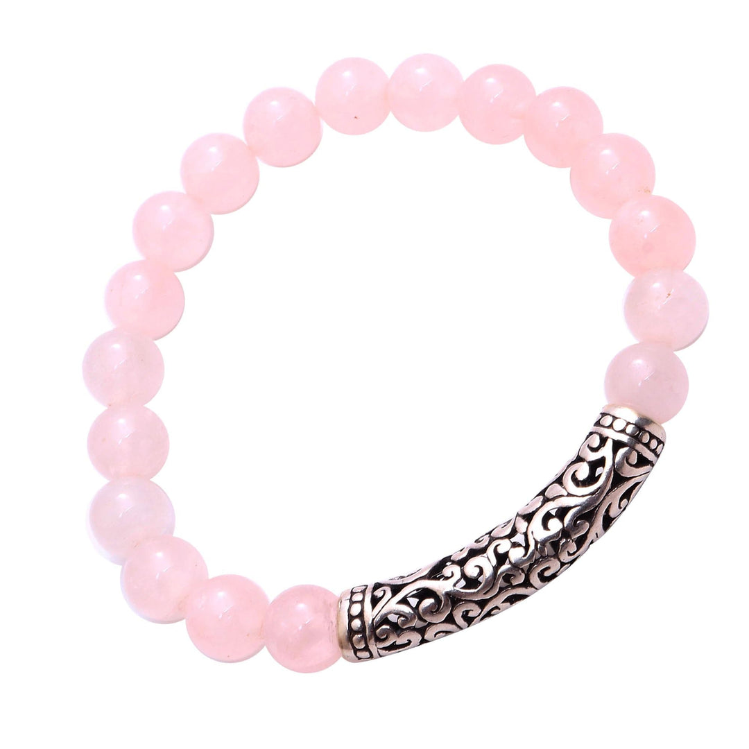 Rose Quartz Beaded Stretch Bracelet - Rosy Arch