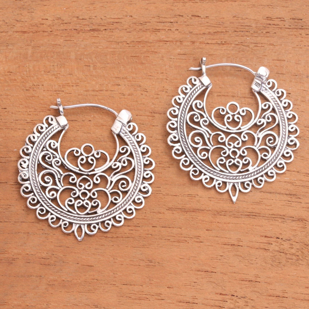 Openwork Sterling Silver Hoop Earrings - Wrought Beauty