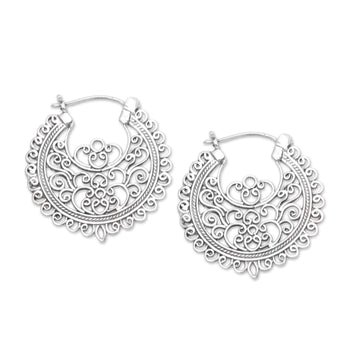 Openwork Sterling Silver Hoop Earrings - Wrought Beauty