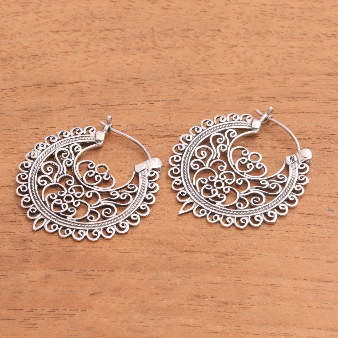 Openwork Sterling Silver Hoop Earrings - Wrought Beauty