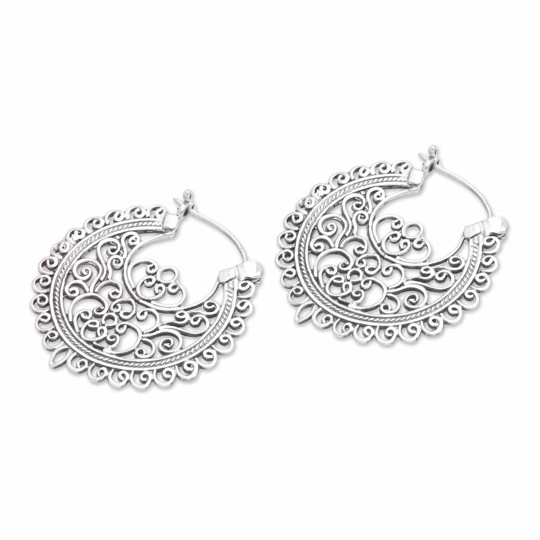 Openwork Sterling Silver Hoop Earrings - Wrought Beauty