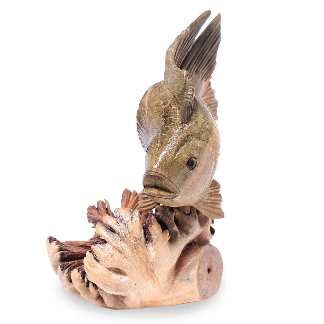Hand-Carved Wood Gourami Fish Figurine - Gourami Fish