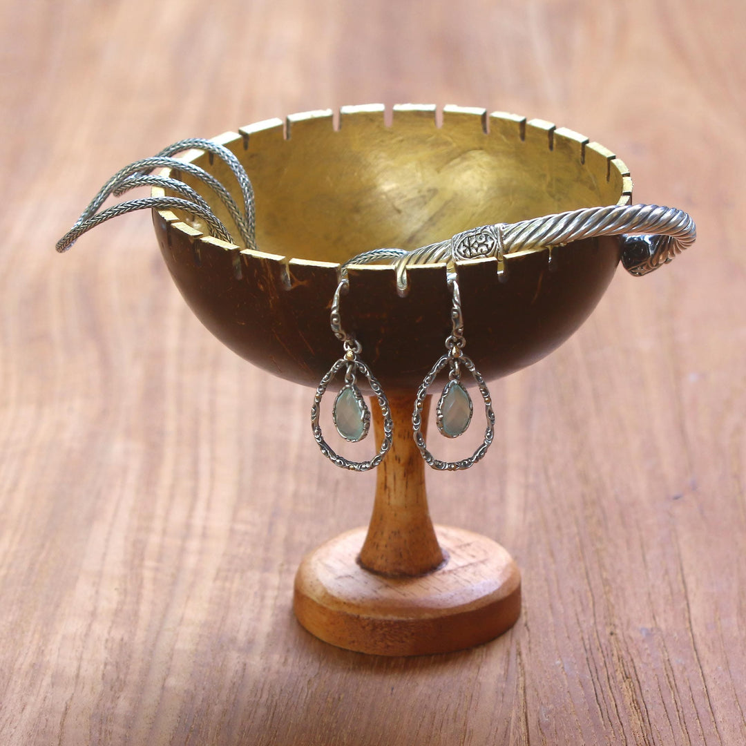 Coconut Shell and Albesia Wood Jewelry Stand - Golden Cup