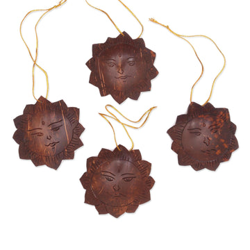 Sun Coconut Shell Ornaments - Set of 4 - Tegalalang Sun