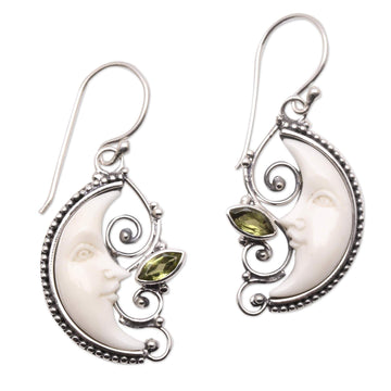 Peridot Crescent Moon Dangle Earrings - Bun Moons