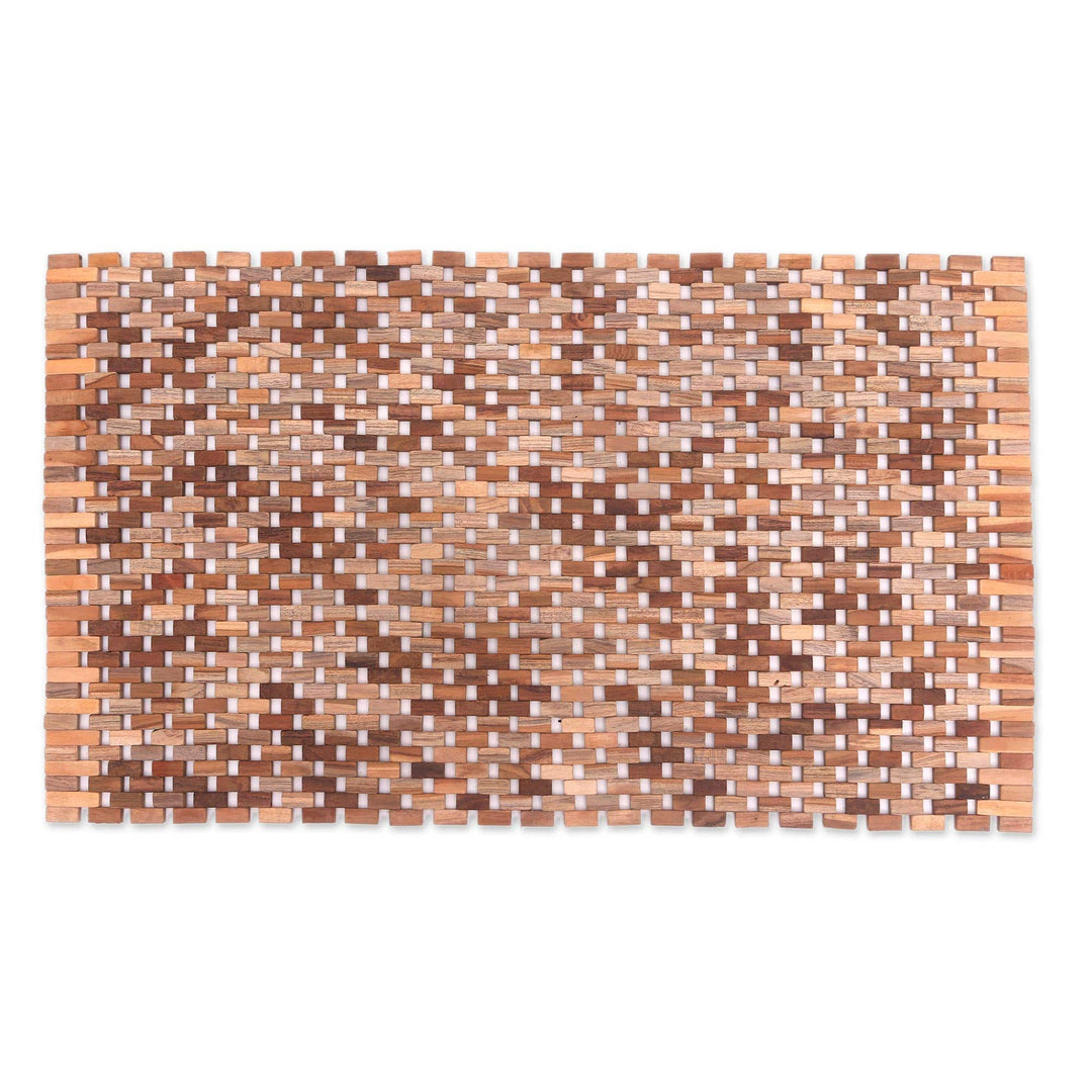 Handcrafted Teak Wood Mat (33 in.) - Surabya Sidewalk