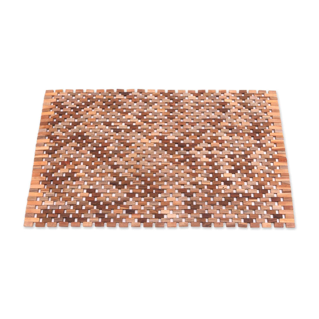 Handcrafted Teak Wood Mat (33 in.) - Surabya Sidewalk