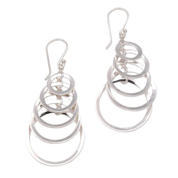 Sterling Silver Dangle Earrings with Circle Pattern - Shimmering Moons