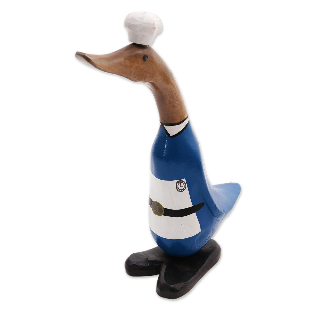 Acacia Wood and Bamboo Root Sculpture - Chef Duck