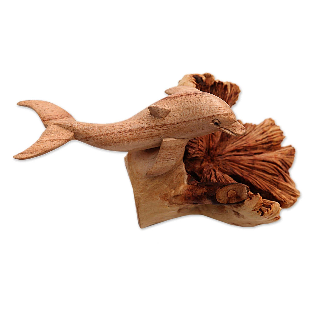 Jempinis and Benalu Wood Dolphin Figurine - Happy Dolphin