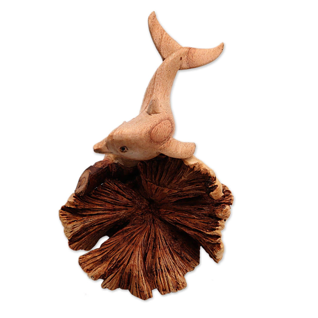 Jempinis and Benalu Wood Dolphin Figurine - Happy Dolphin