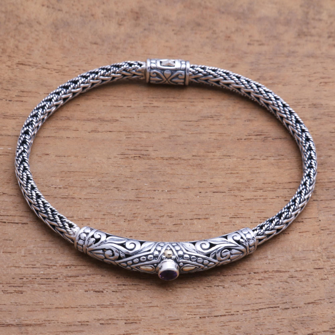 18k Gold-Accented Amethyst Pendant Bracelet - Single Eye