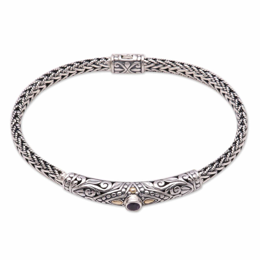 18k Gold-Accented Amethyst Pendant Bracelet - Single Eye