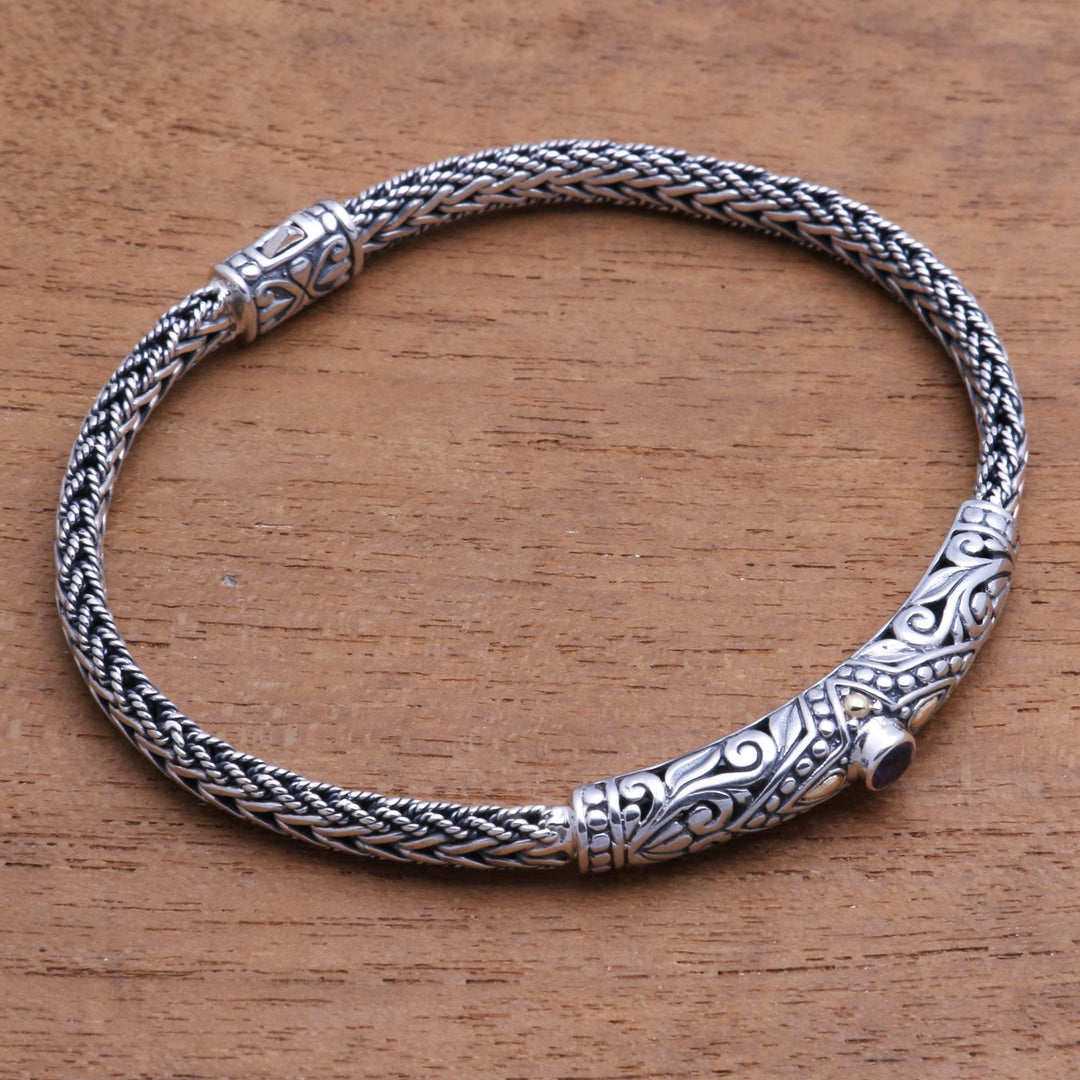 18k Gold-Accented Amethyst Pendant Bracelet - Single Eye