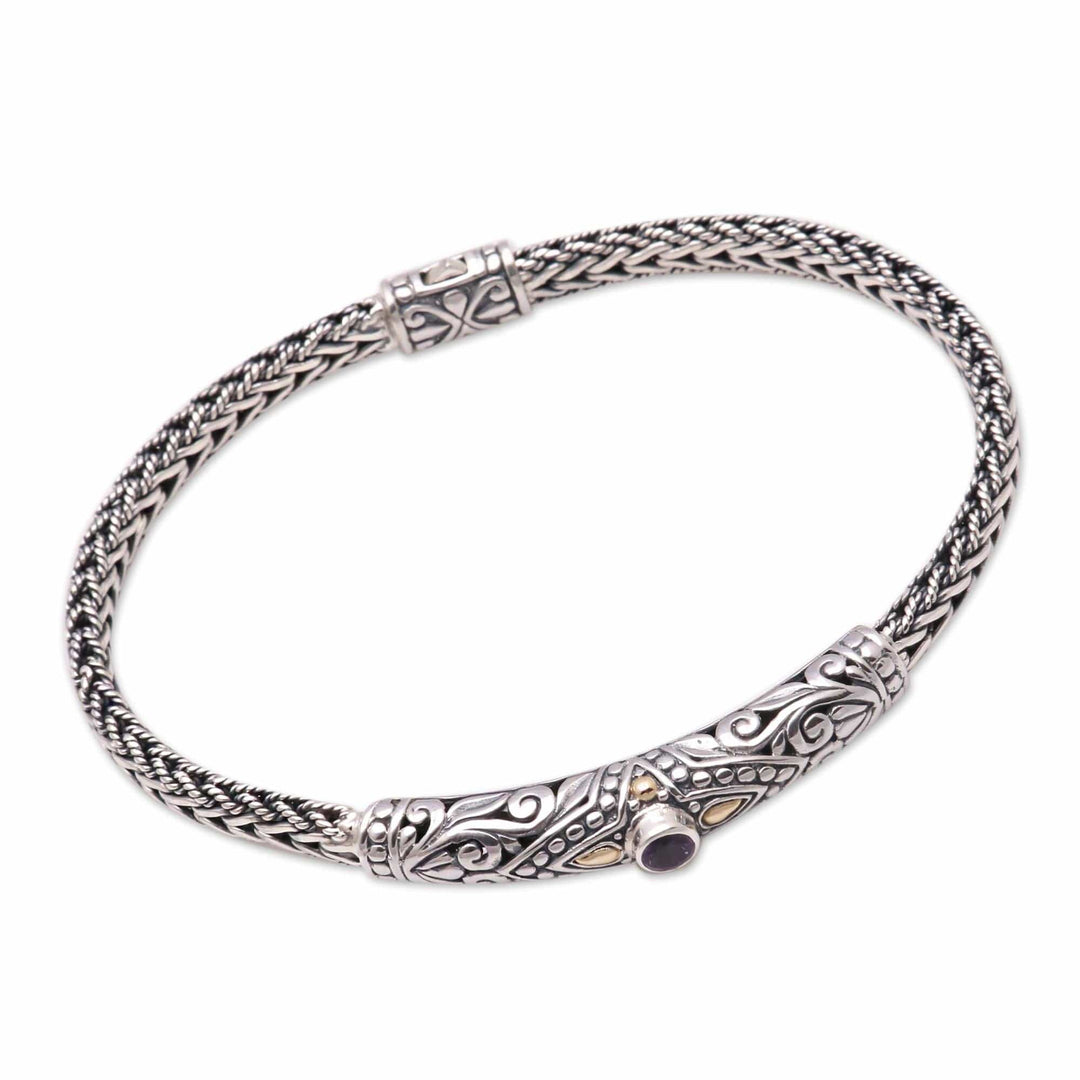 18k Gold-Accented Amethyst Pendant Bracelet - Single Eye