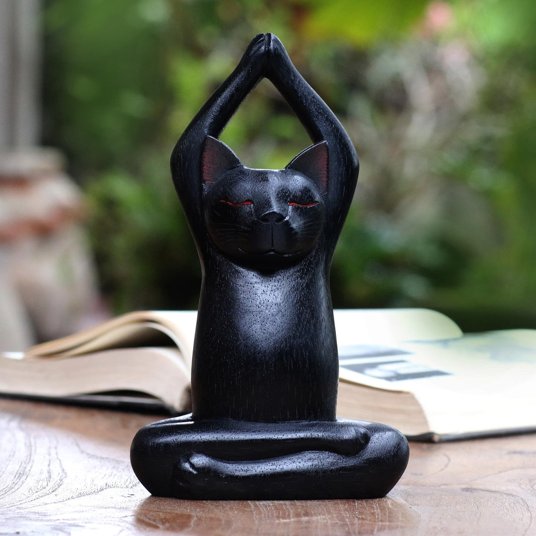 Toward the Sky Black Yoga Cat