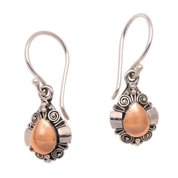 Drop-Shaped Gold-Accented Sterling Silver Dangle Earrings - Tears of the Forest