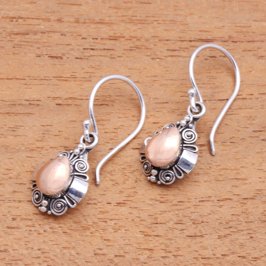 Drop-Shaped Gold-Accented Sterling Silver Dangle Earrings - Tears of the Forest