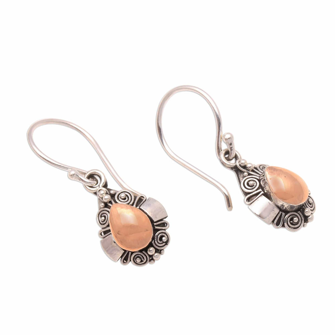 Drop-Shaped Gold-Accented Sterling Silver Dangle Earrings - Tears of the Forest