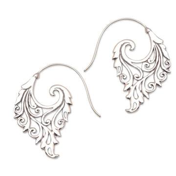 Vine Motif Sterling Silver Half-Hoop Earrings - Exciting Vines