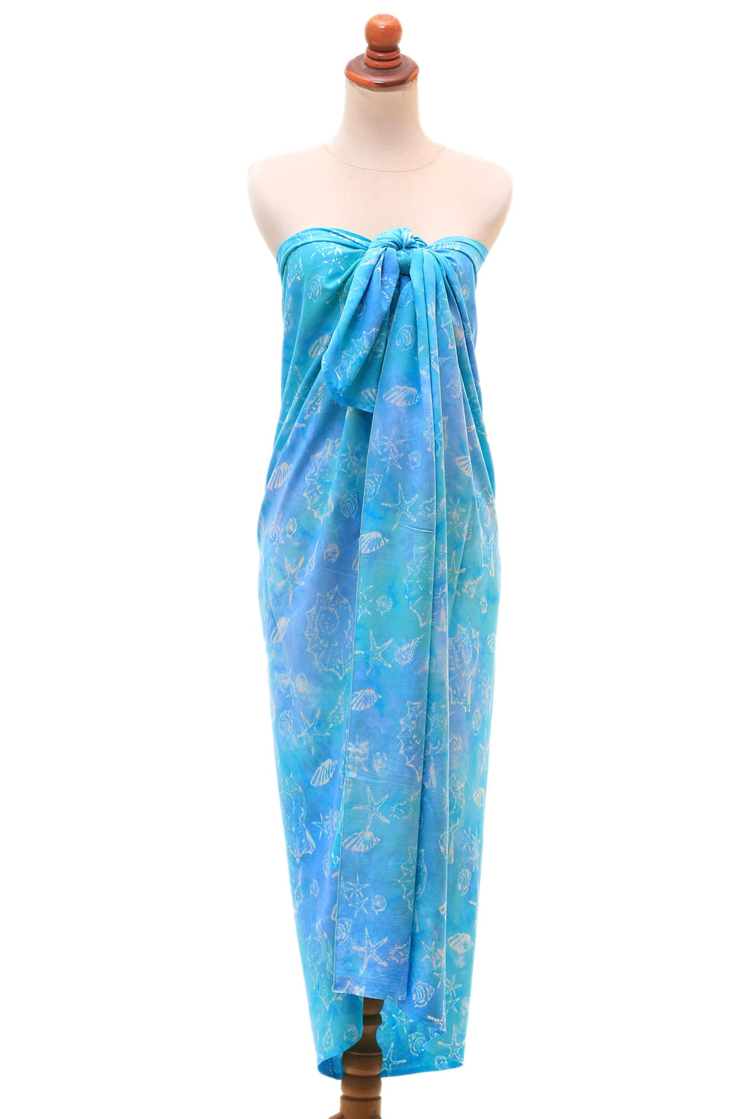 Oceanic Hand-Stamped Batik Rayon Sarong - Life Underwater