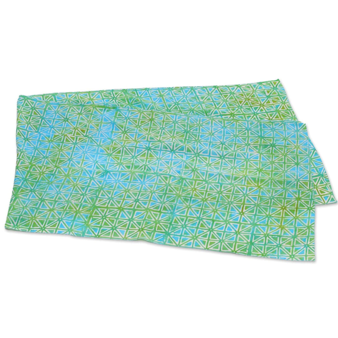 Geometric Hand-Stamped Batik Rayon Shawl - Elegant Pave