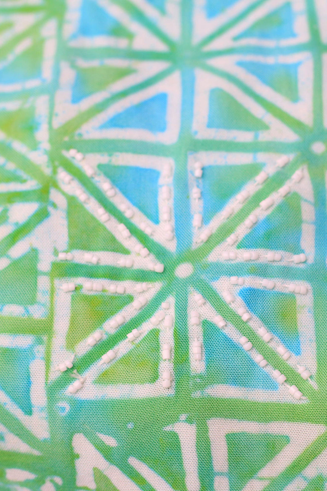 Geometric Hand-Stamped Batik Rayon Shawl - Elegant Pave