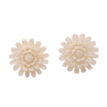 Bone Lotus Flower Button Earrings - Fantastic Padma