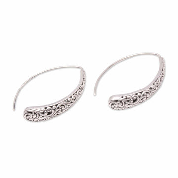 Vine Pattern Sterling Silver Drop Earrings - Vine Descent