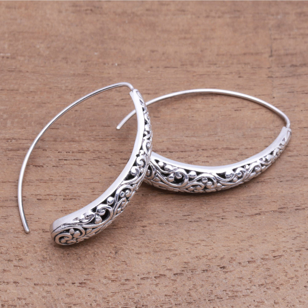 Vine Pattern Sterling Silver Drop Earrings - Vine Descent