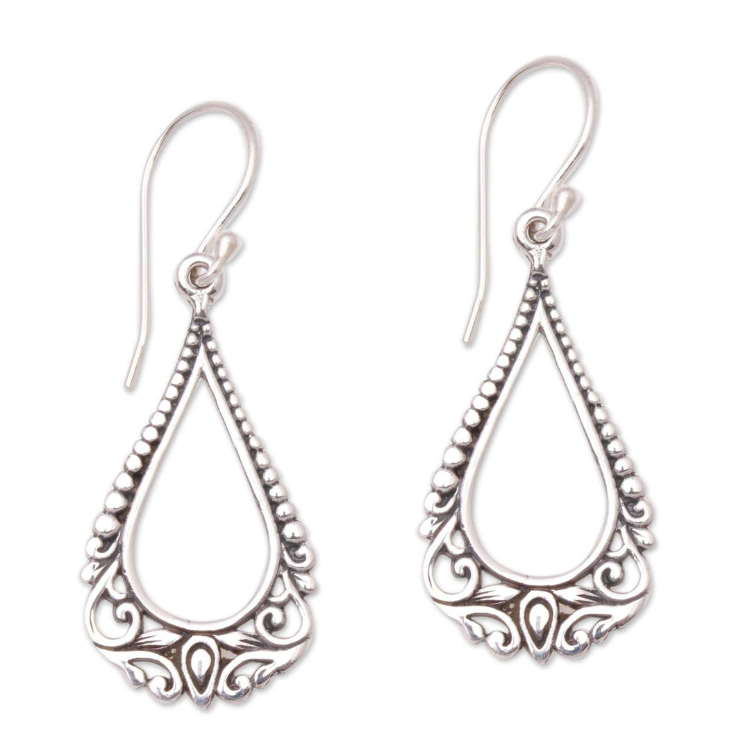 Patterned Drop-Shaped Sterling Silver Dangle Earrings - Beauty Arises