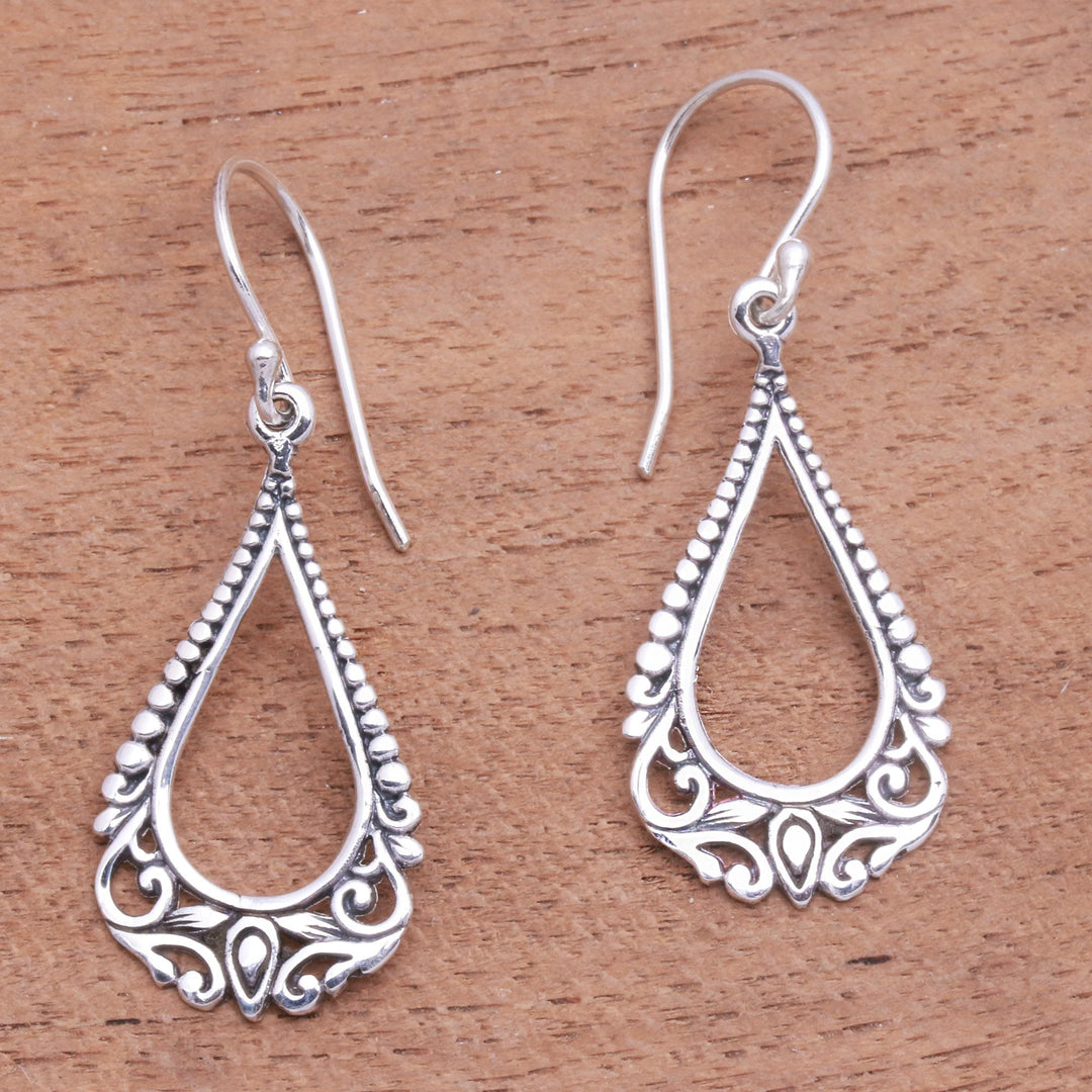 Patterned Drop-Shaped Sterling Silver Dangle Earrings - Beauty Arises