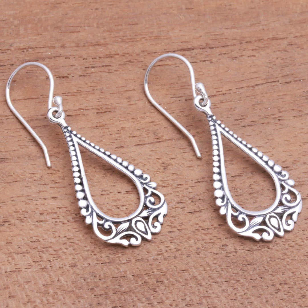 Patterned Drop-Shaped Sterling Silver Dangle Earrings - Beauty Arises