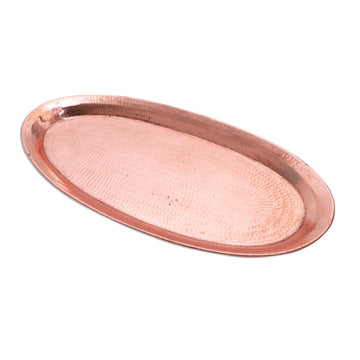 Hammered Oval Copper Tray Crafted in Bali - Oval Entertainment