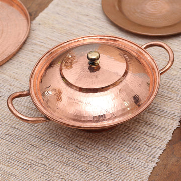 Copper Serving Bowl with a Lid - Warm Glow