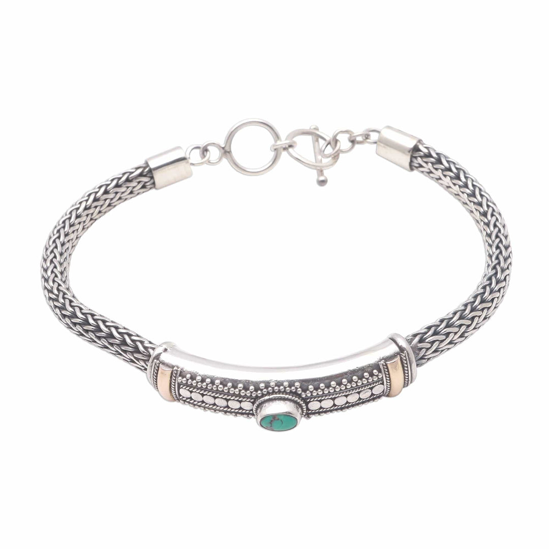 Gold Accented Natural Turquoise Pendant Bracelet - Center of Hope