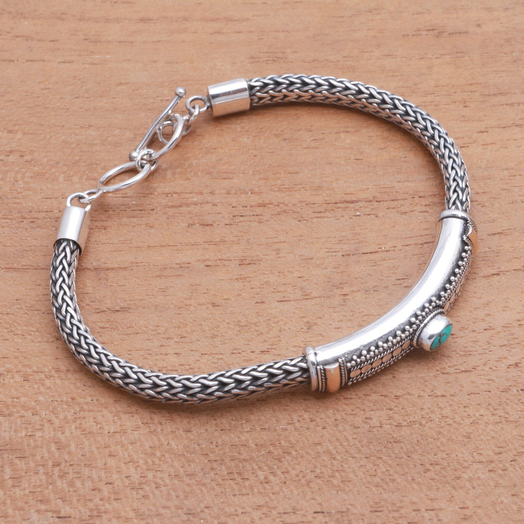 Gold Accented Natural Turquoise Pendant Bracelet - Center of Hope