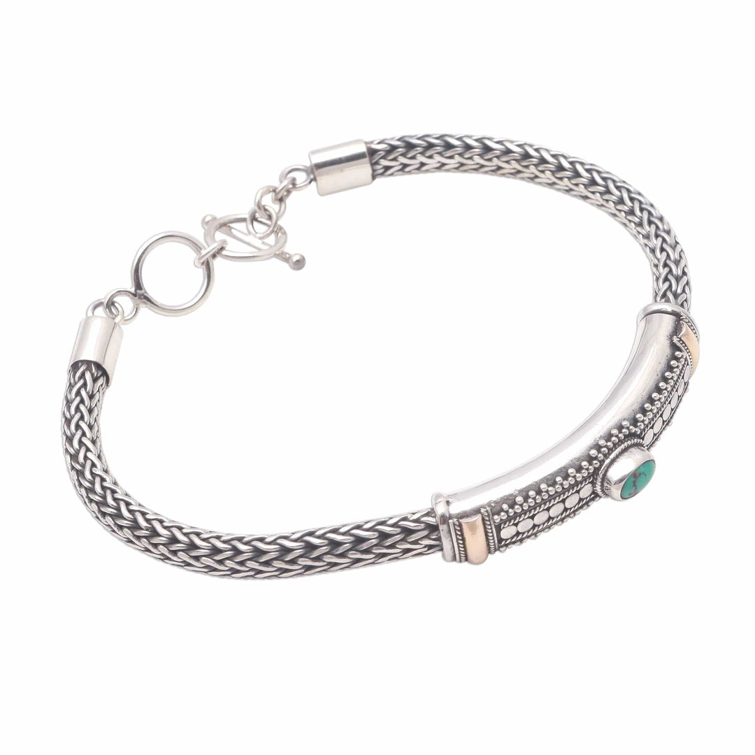 Gold Accented Natural Turquoise Pendant Bracelet - Center of Hope
