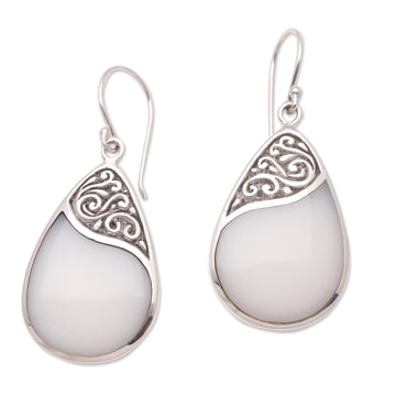 Drop-Shaped Sterling Silver and Resin Dangle Earrings - Cloud Drops