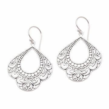 Patterned Sterling Silver Dangle Earrings - Original Elegance