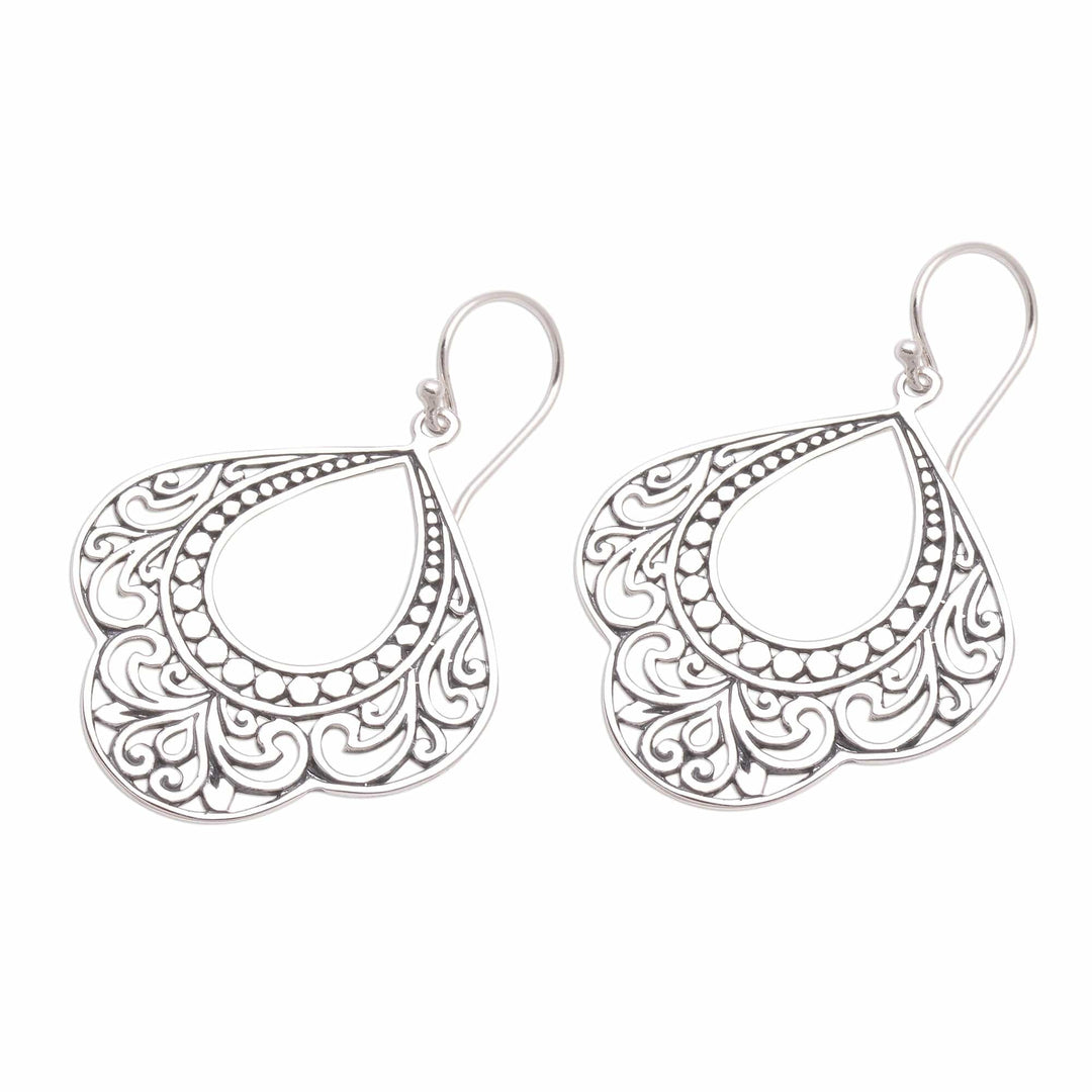 Patterned Sterling Silver Dangle Earrings - Original Elegance