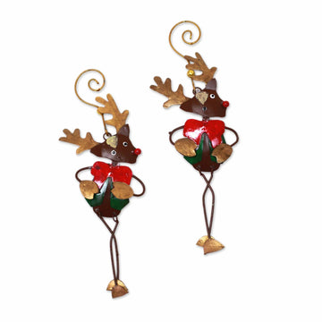 Steel Rudolph Ornaments - Set of 2 - Dapper Rudolph