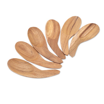 Curved Teak Wood Scoops (Set of 6) - Stylish Meal
