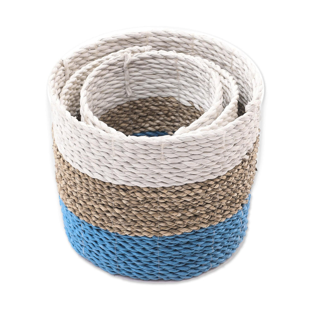 Set of 3 Handwoven Agel Grass Baskets from Indonesia - Nature's Trio