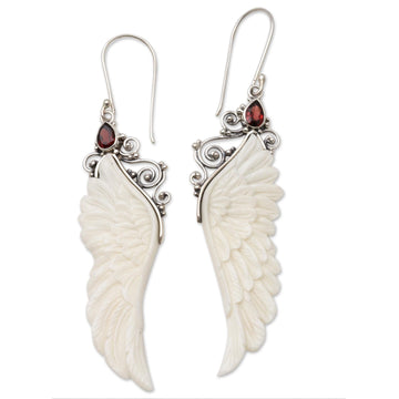 Garnet Wing Dangle Earrings - Caressed Wings