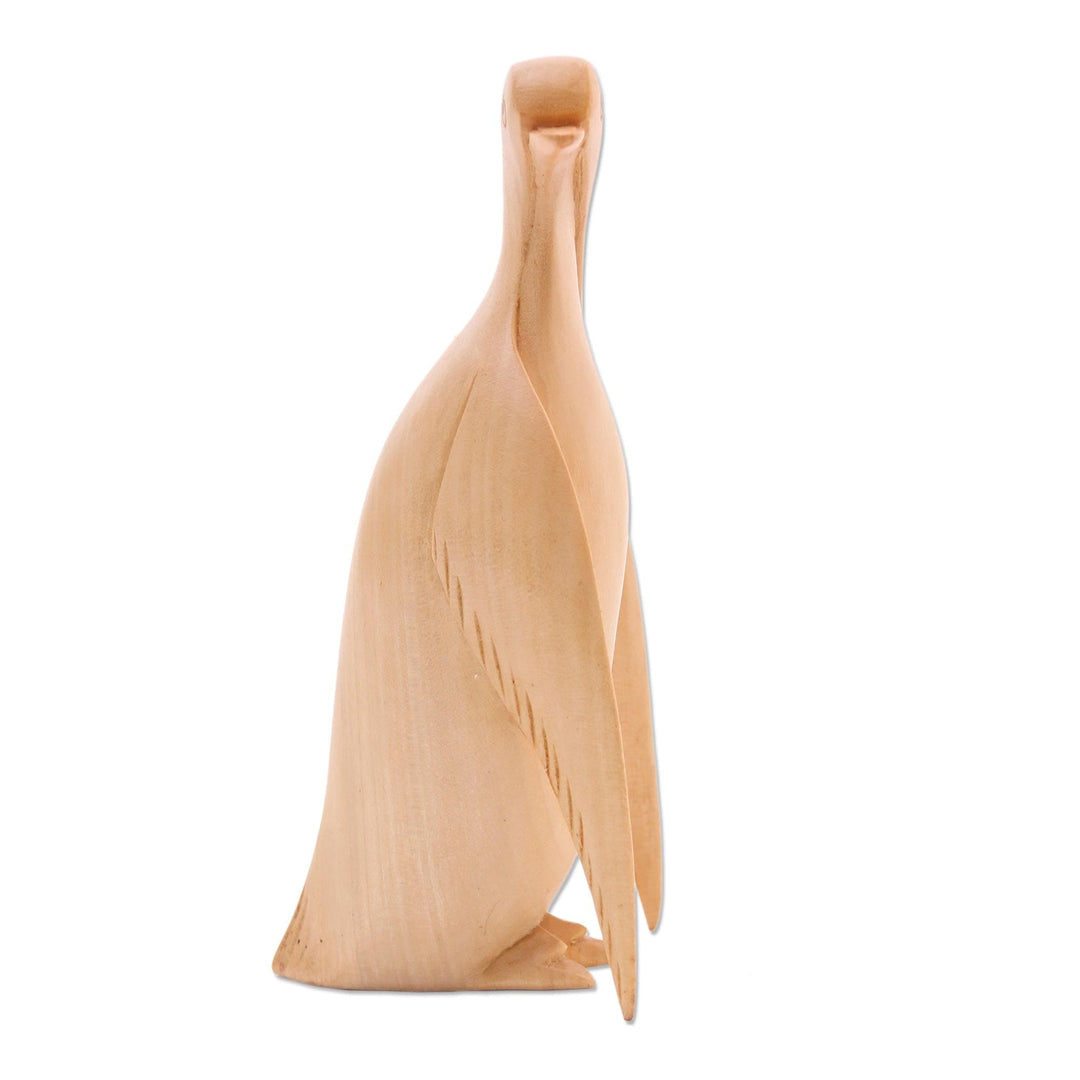 Crocodile Wood Sculpture of Penguin - Wary Penguin
