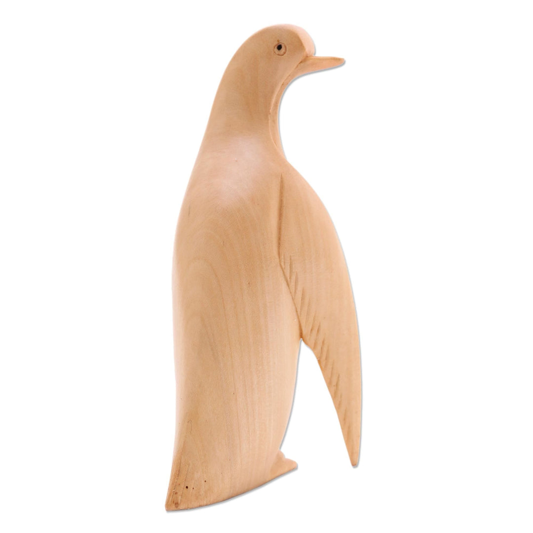Crocodile Wood Sculpture of Penguin - Wary Penguin
