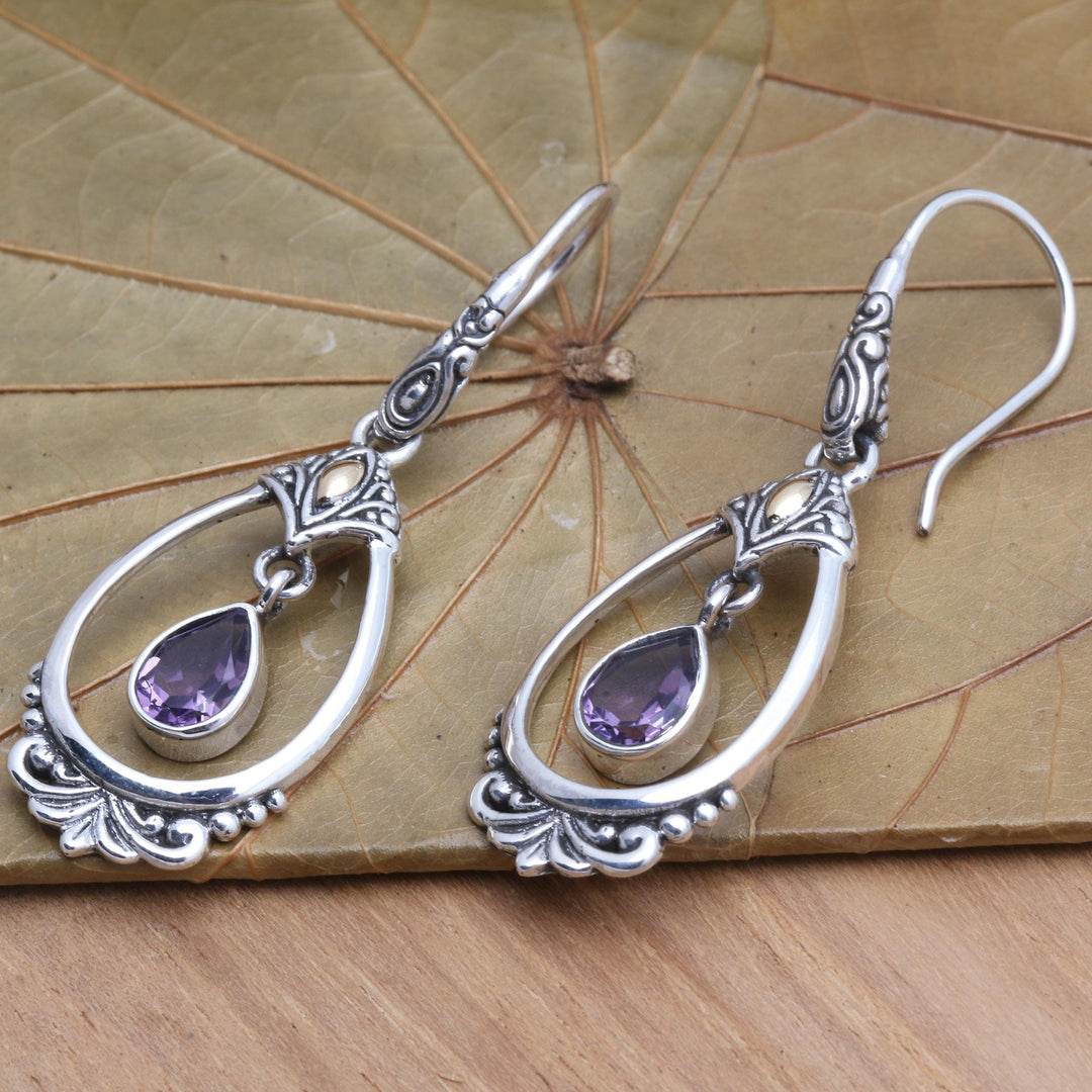 Victorian Style Amethyst Dangle Earrings - Victoriana