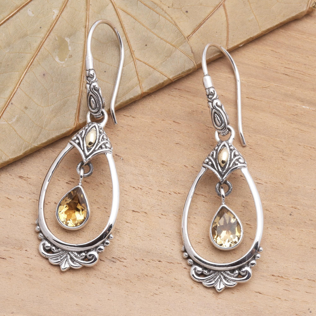 Citrine Dangle Earrings Accented with 18k Gold - Victoriana