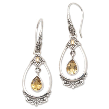 Citrine Dangle Earrings Accented with 18k Gold - Victoriana